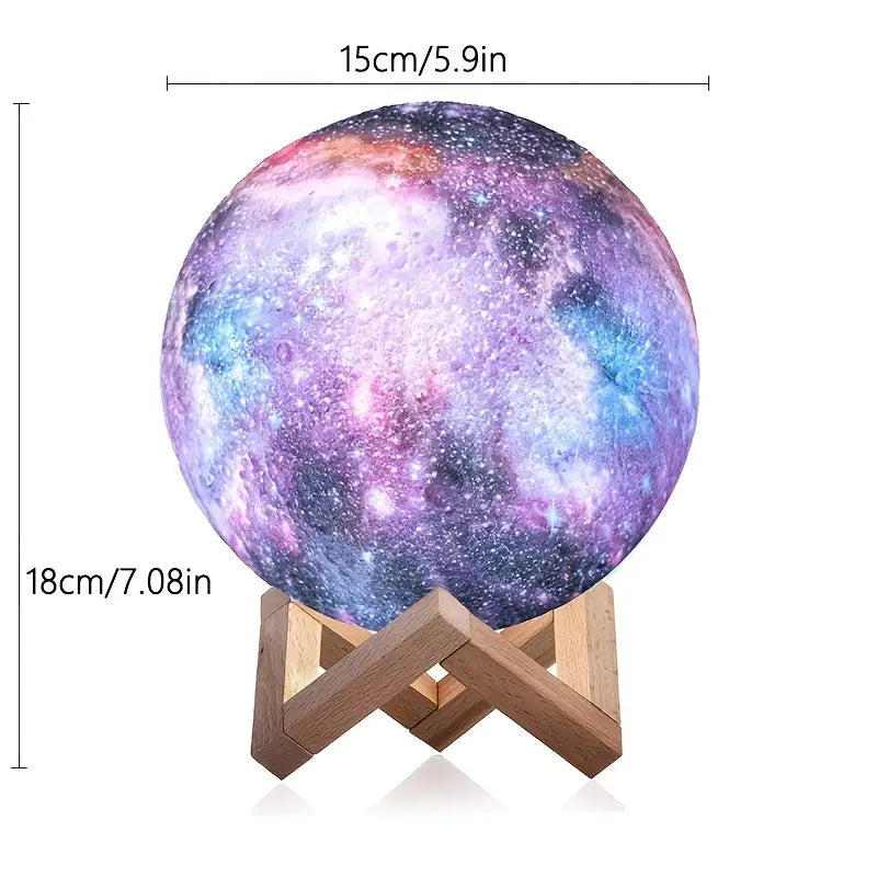 16-Color 3D LED Moon Light with Stand - Night Light
